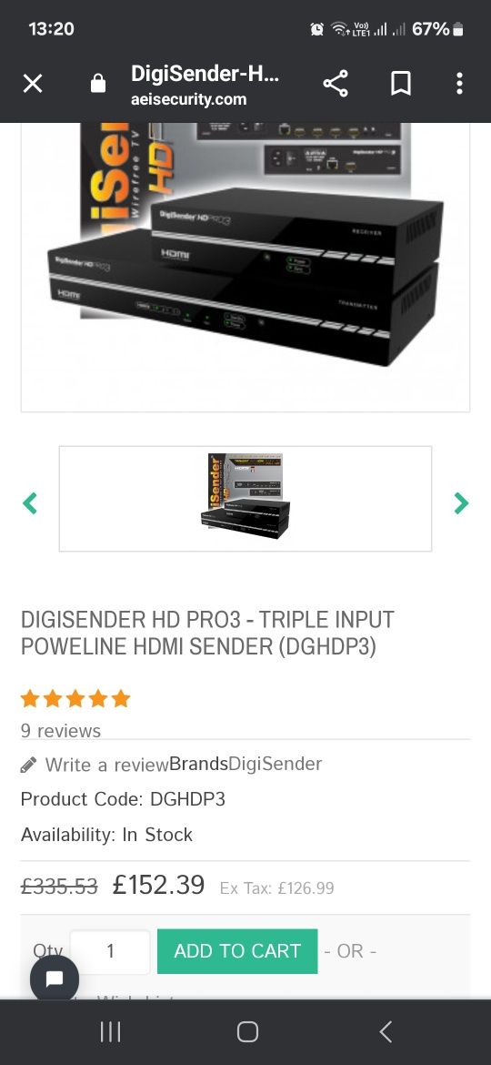 Transmițător HDMI Digisender DGHDP3 HD Pro3-Negru