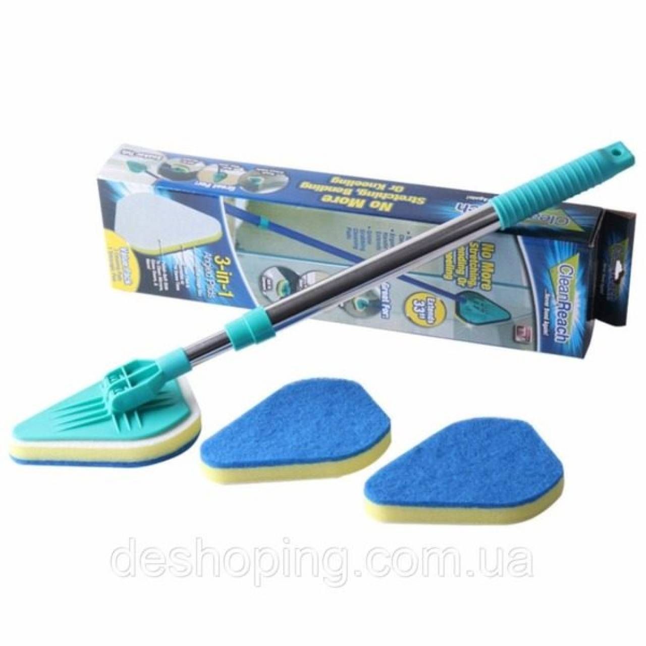 Mop Clean Reach cu forma triunghiulara maner telescopic si paduri