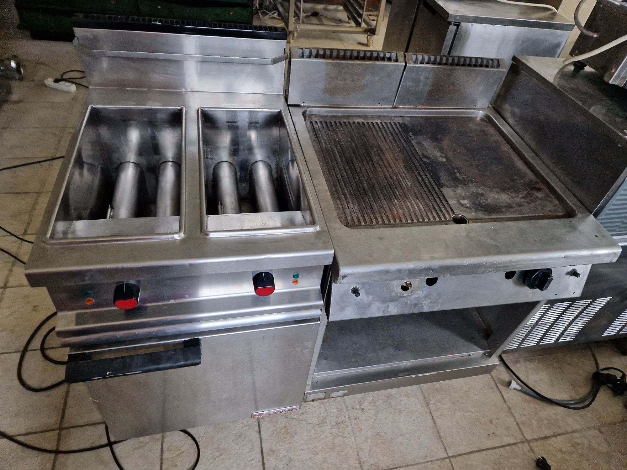 Friteuza dubla de putere,  inox și robinet, gaz sau la 380v