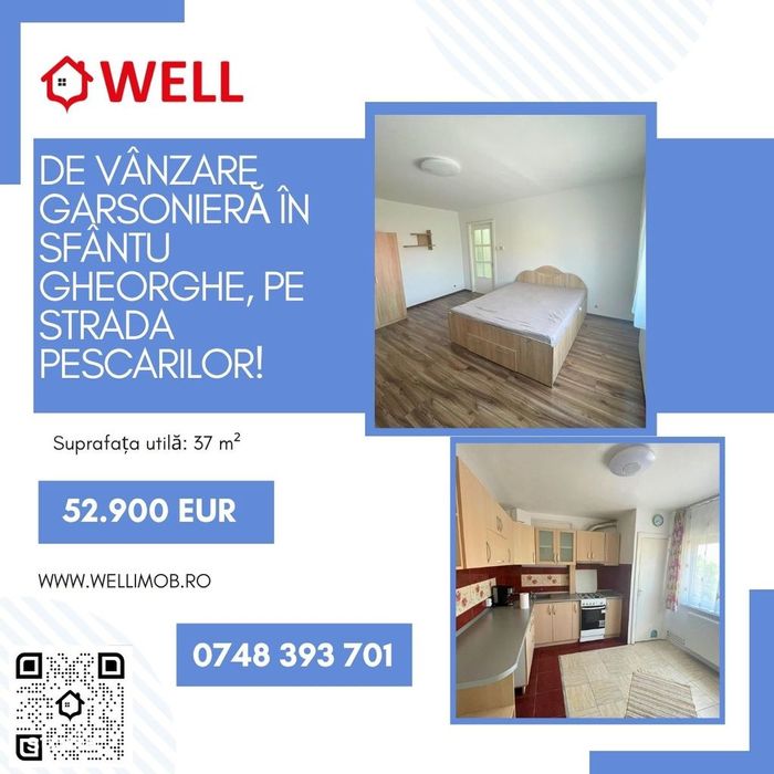 De vânzare garsonieră în Sfântu Gheorghe, pe strada Pescarilor!