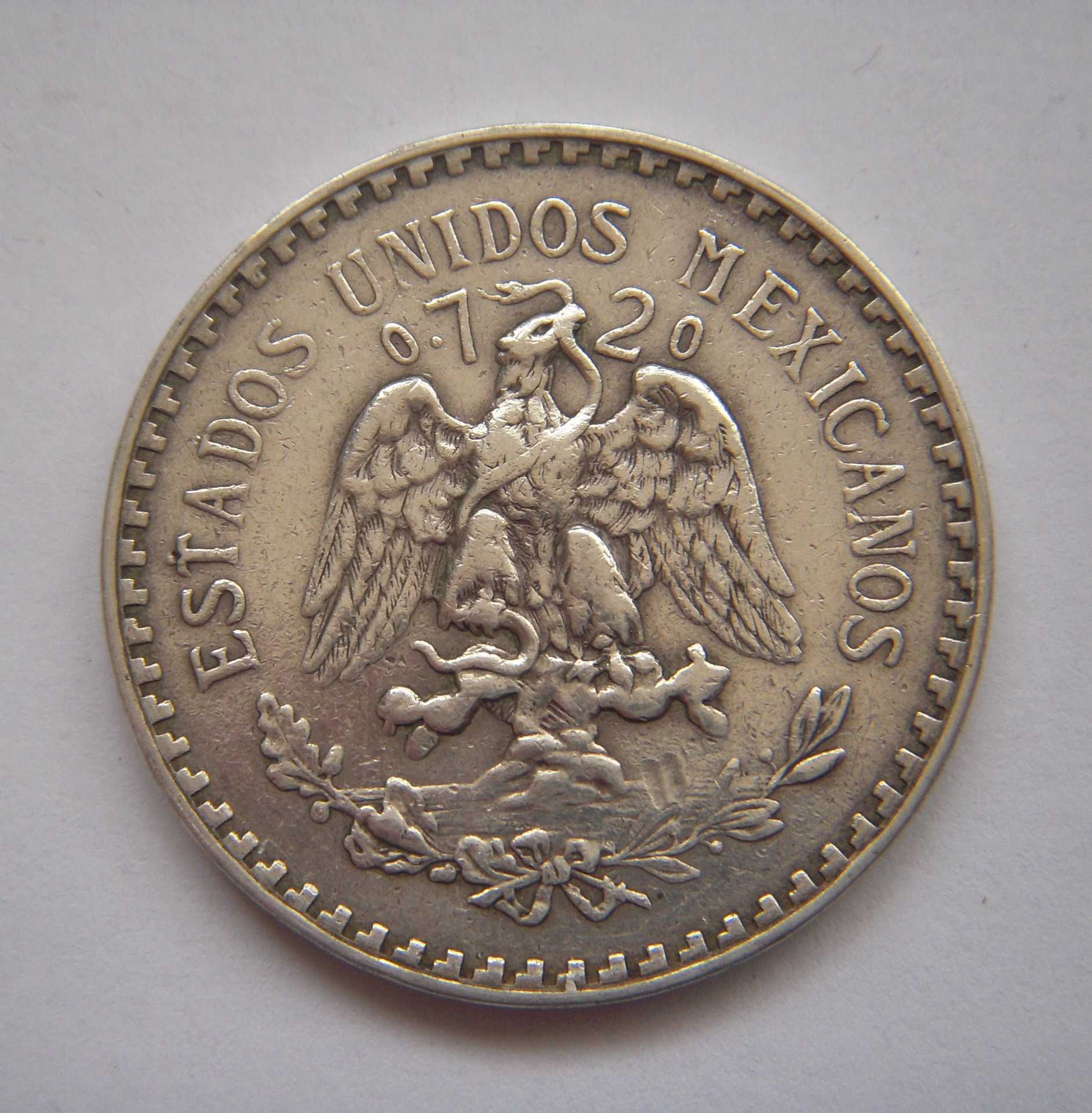 Moneda argint UN PESO 1938 Mexic