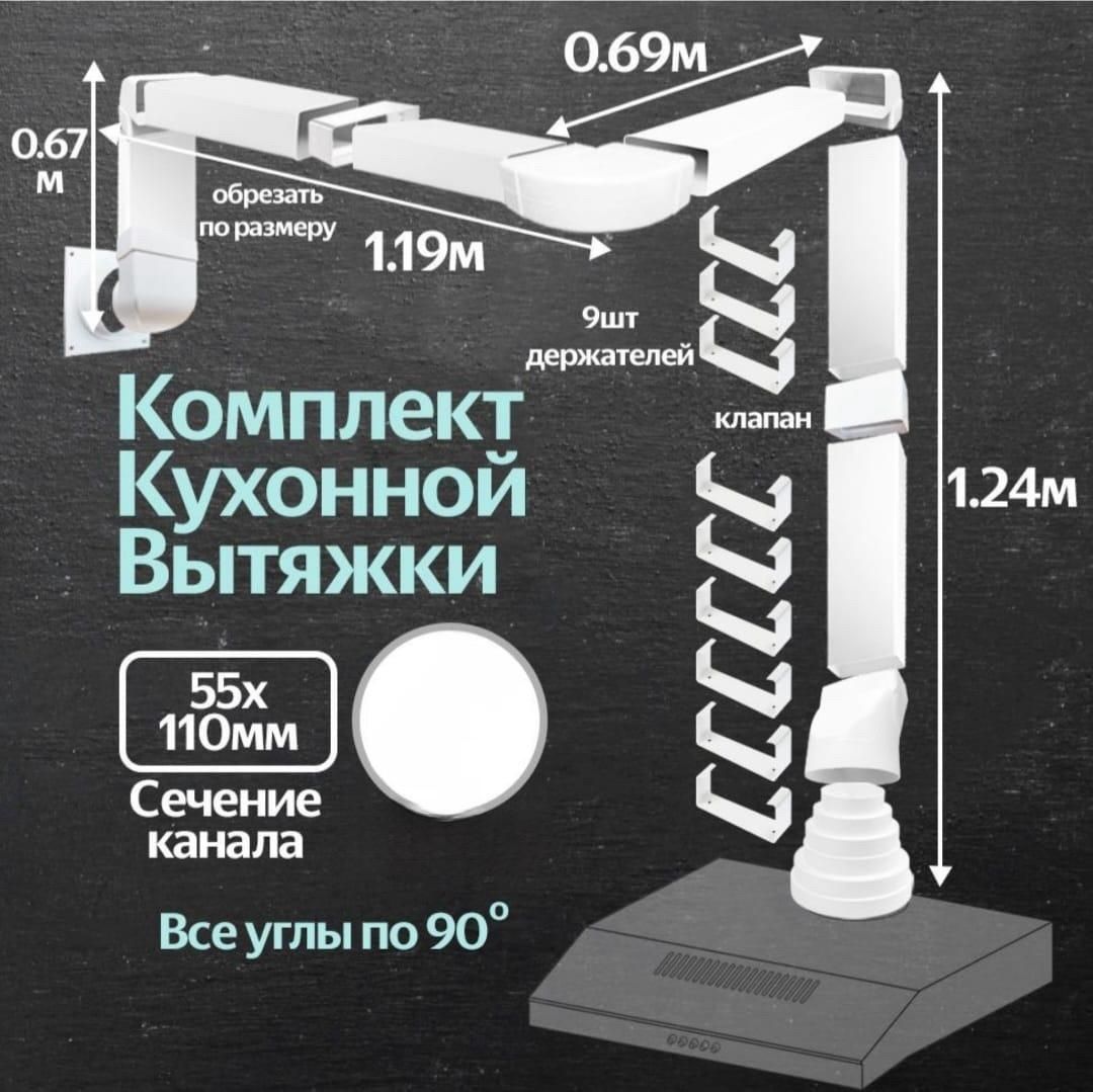 Воздуховод плоский пластиковый 55*110