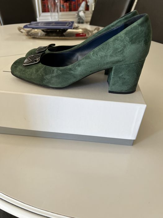 Pantofi Polini piele intoarsa verde Polini