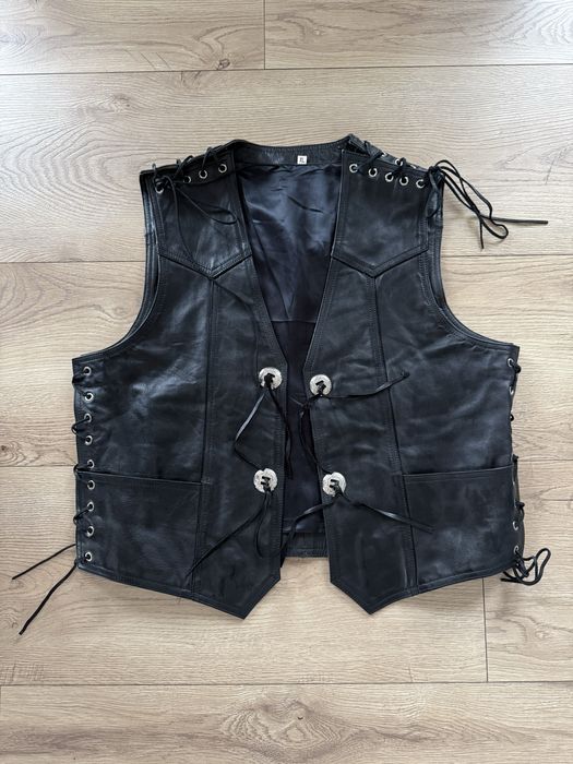 Vesta Piele Naturala Model Deosebit Negru Barbati | Marime XL