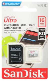 SanDisk Ultra microSDHC 16 GB Class 10 UHS-I 80MB/s + SD adapter