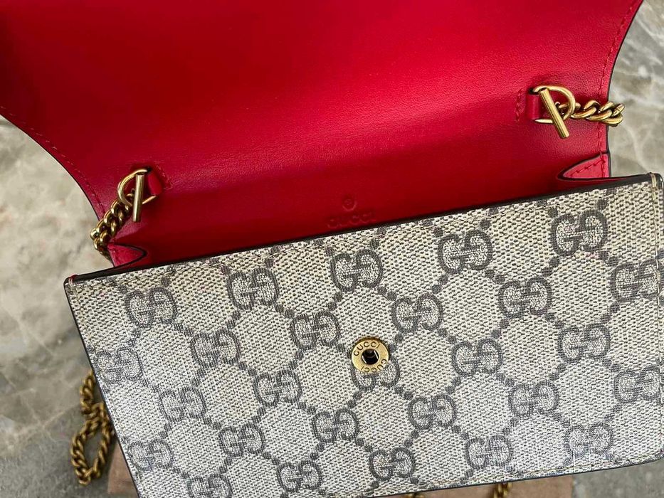 GUCCI Mini Geantă de pânză pentru femei Supreme cu cireșe Authentic