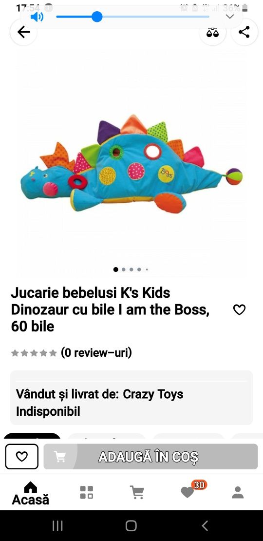 Jucarie bebelusi K's Kids Dinozaur cu bile I am the Boss,