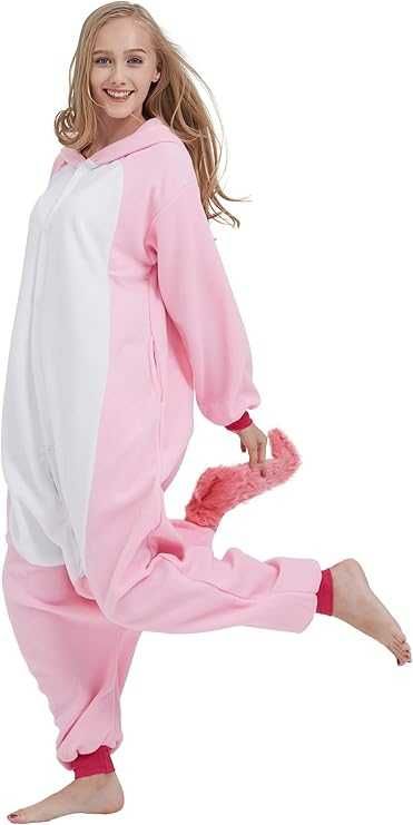 Pijamale casa, Onesie(costum) UNICORN ROZ, Flausat, REDUS de la 220RON