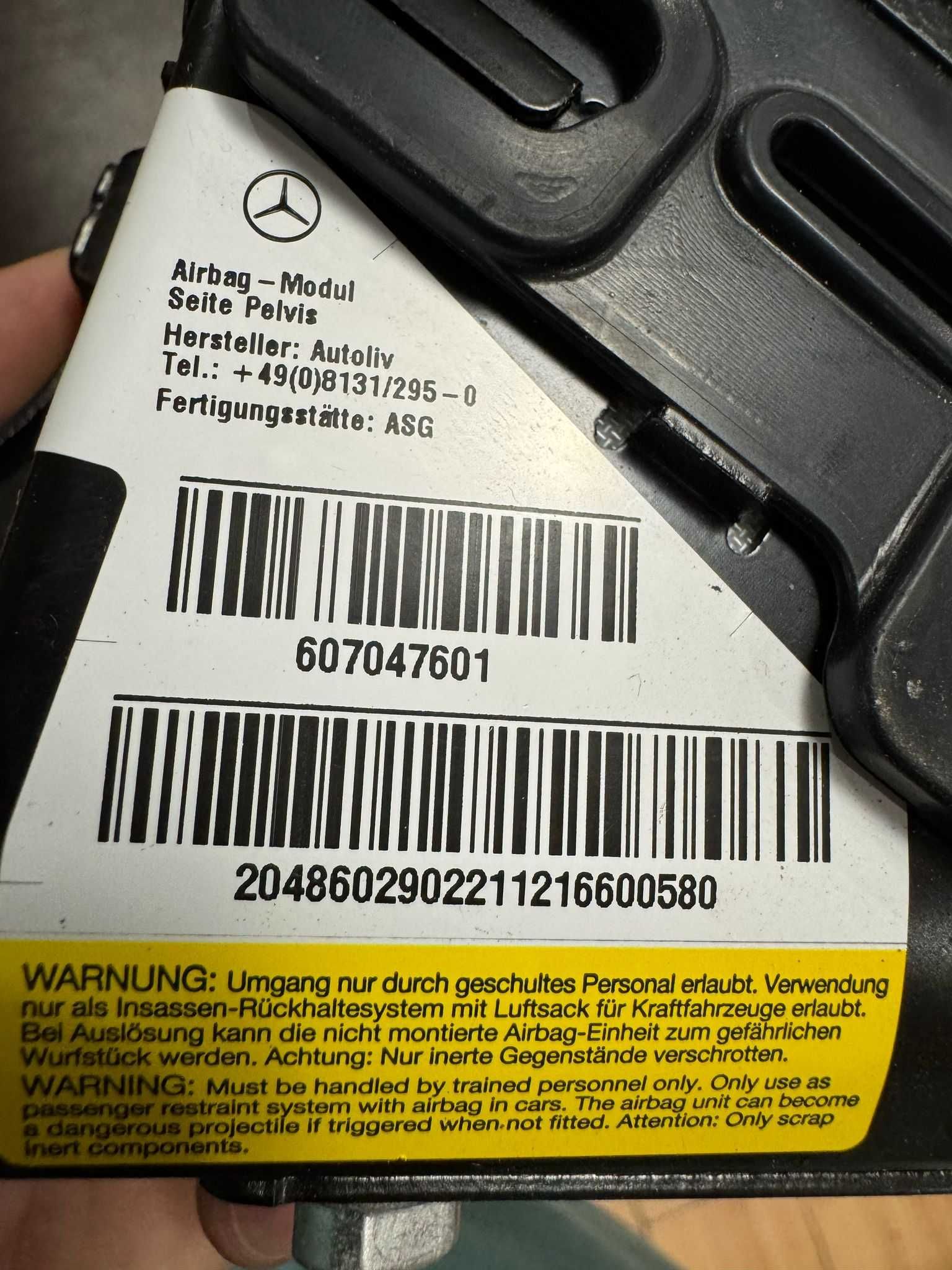 Въздушна възглавница Мерцедес W204 C220 C350 Airbag, Аирбаг за седалкa