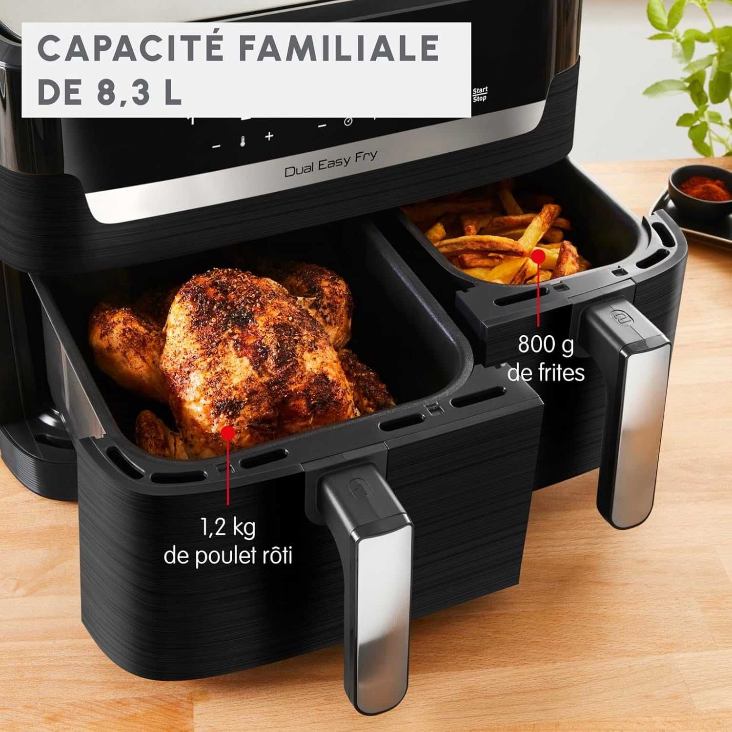 Двоен фритюрник с горещ въздух Moulinex Dual Easy Fry 8.3L 2450W