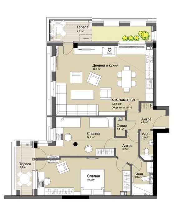 Тристаен за продажба в ж.к. Красно село