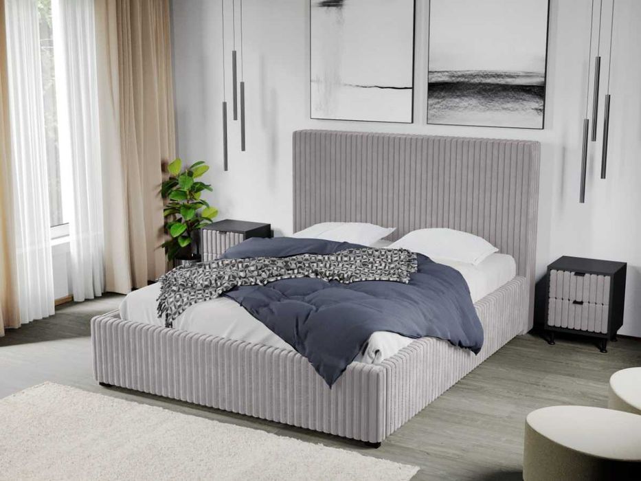 Pat Tapitat Reno Gri - Tilia 11 cu somiera fixa