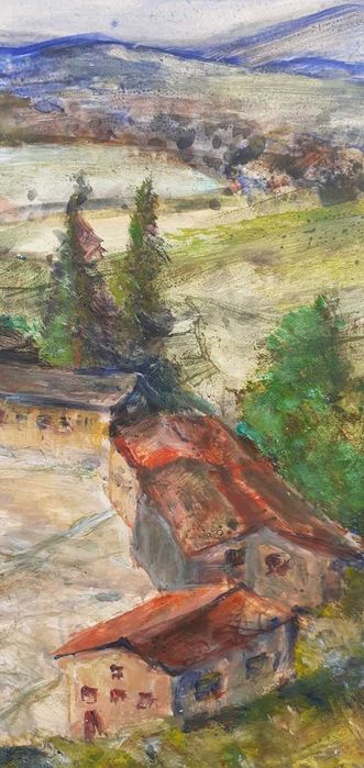 Tablou vechi - peisaj montan - semnat Darascu