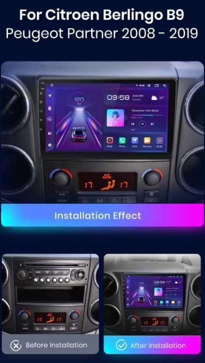Мултимедия Android CarPlay за Citroеn Berlingo Peugeot Partner 2009+