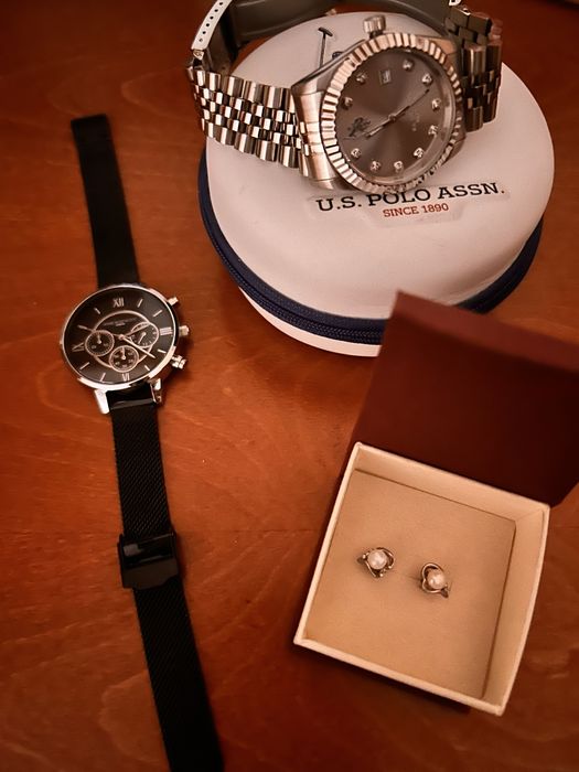 Комплект,часовници Ralph Lauren,Annie Rosewood,сребърни обеци Yuno