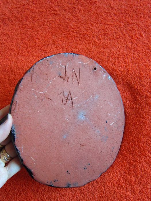 cadou rar placa ceramica portelanata handmade Kanji Japonia 1980