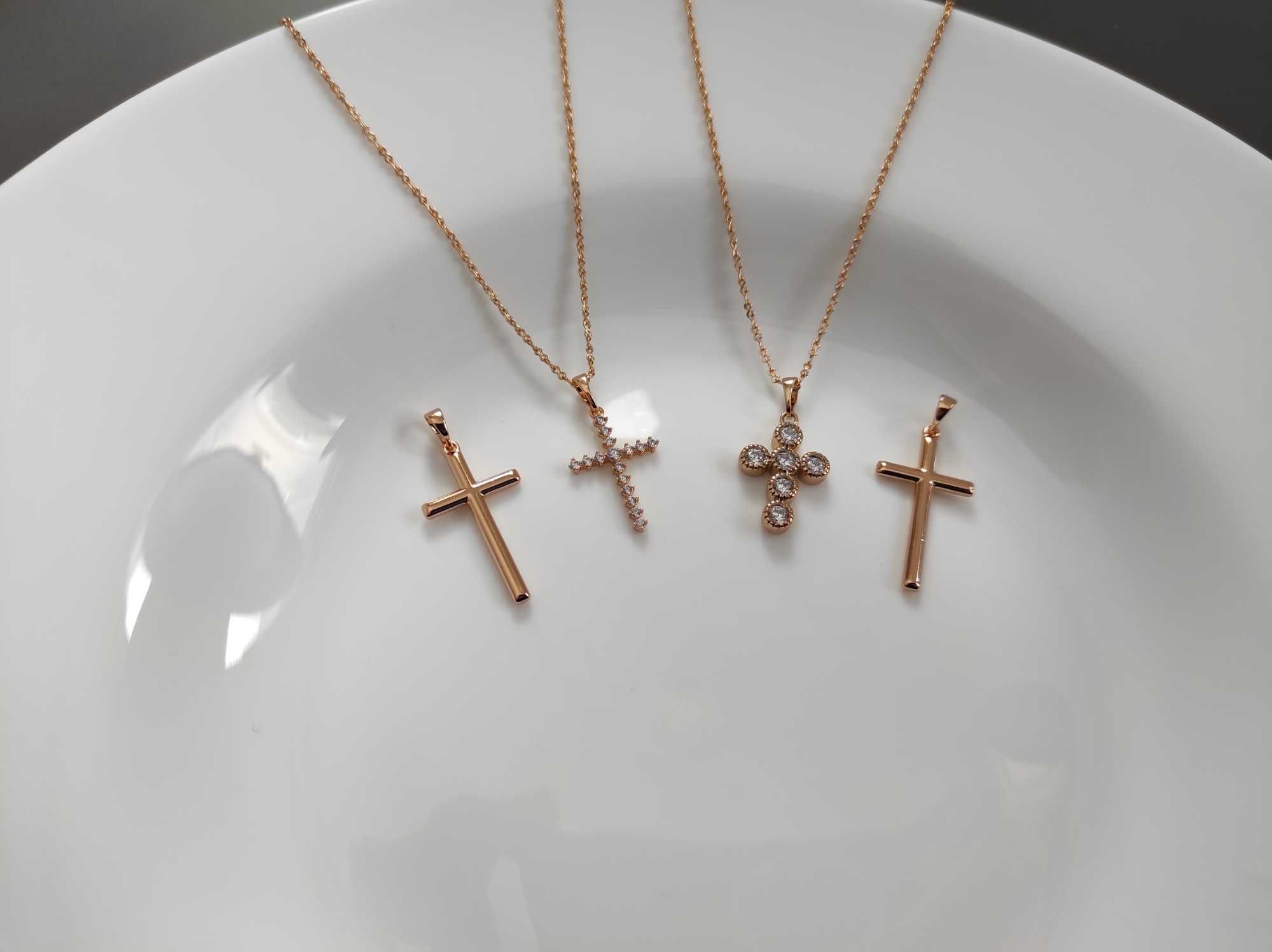 Colier cruce / crucifix placat cu Aur Roz 18k. Rose Gold Plated