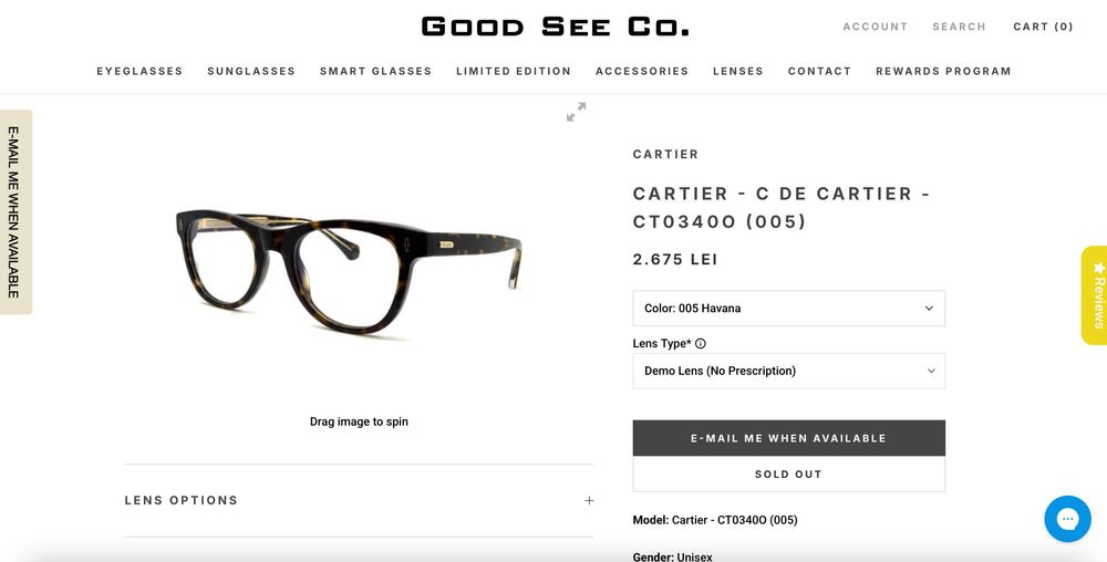 Rame ochelari de vedere Cartier CT0340O 005 havana