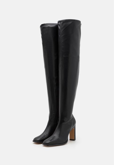 Дълги черни кожени чизми 38ми номер