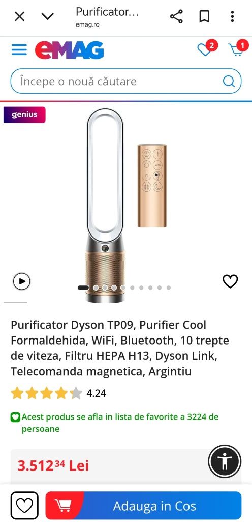 Purificator Dyson TP 09