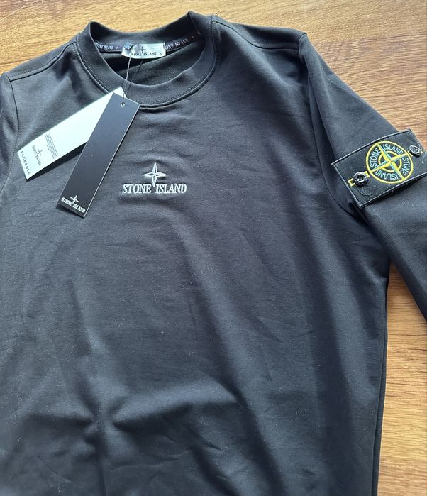 Мъжка,памучна,черна блуза Stone Island с голяма щампа на гърба