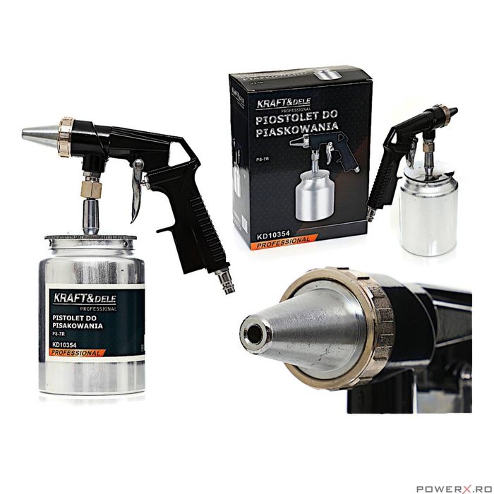 Pistol pneumatic pentru sablat, capacitate rezervor 1l, duza metalica