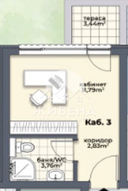 1-стаен, кабинет, 29 кв.м, кв. Аспарухово, Варна