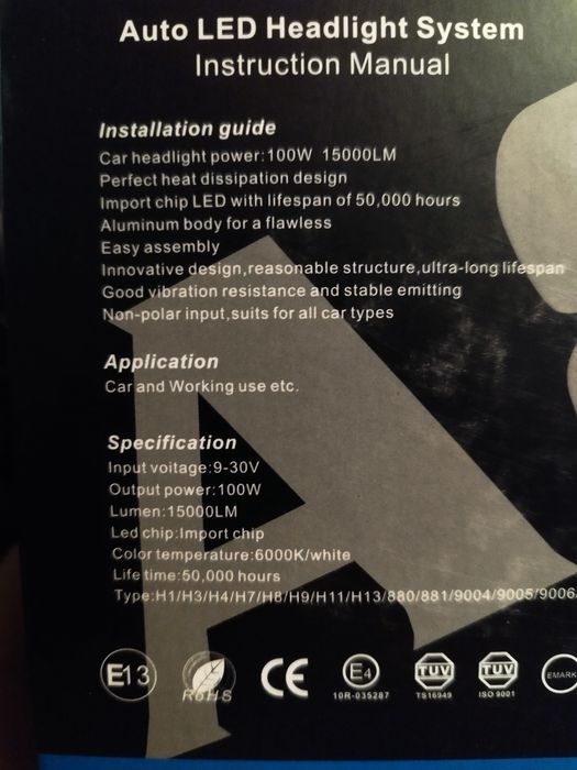 Set 2 leduri auto h7 h1 h4 h11 15000 lumeni 100w 12-24v ca