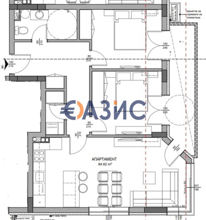 Апартамент с 2 спални в сграда в строеж в Несебър, България, 92,95 кв.
