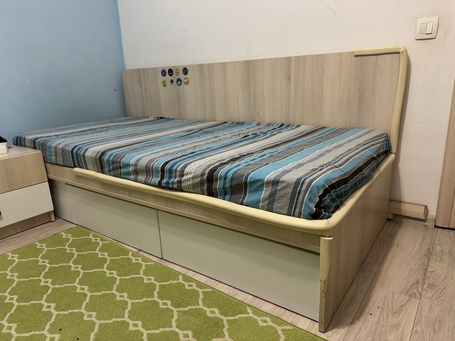 Pat single 90 x200 cu 2 sertare