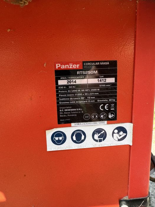 Fierastrau circular, stationar, cu masa, pentru lemn, Panzer
