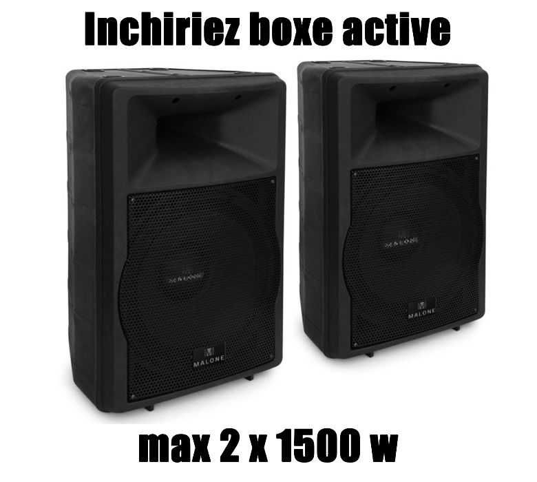Inchiriez boxe active 1500 w DJ Sonorizare Par Led MasinaFum Subwoofer