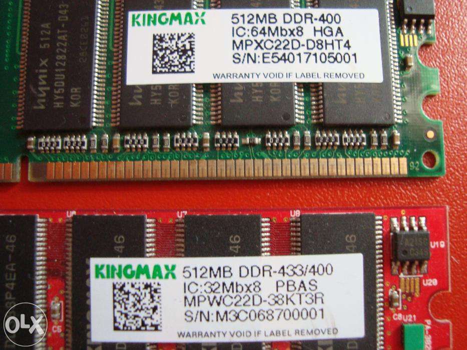 Memorie RAM (1 BUC. 512 Mb DDR-433 kingmax si 1 bucata 512 Mb DDR-400