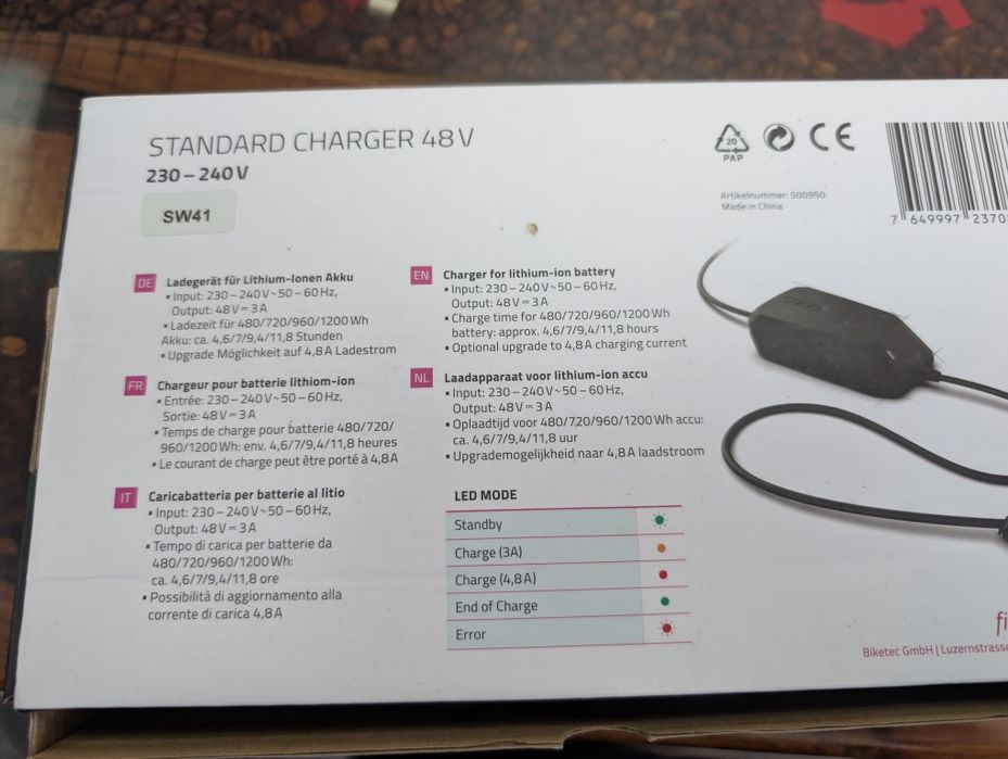 Încărcător bicicleta electrica fit bike, Panasonic 36v 6a