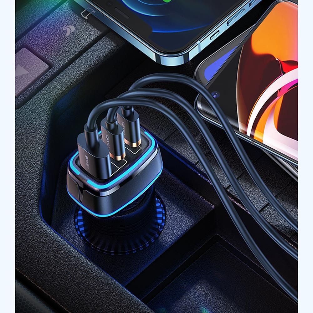 Usams - зарядно за автомобил c24 (us-cc141) - usb, 2xusb-c, pd, 105w,