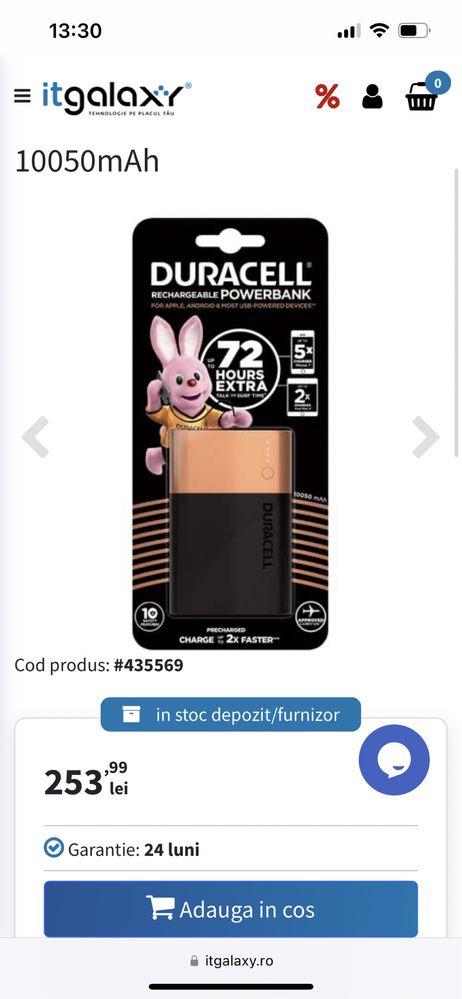 Acumulator extern Duracell 10050mAh