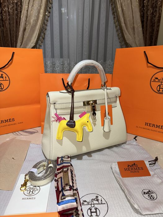 Geanta Hermes Kelly 32cm Crem/Accesorii Gold