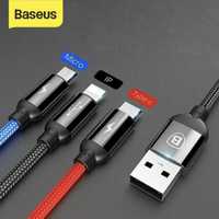 Cablu 3 in 1 USB-C Samsung / Lightning iPhone / Micro-USB Negru NOU