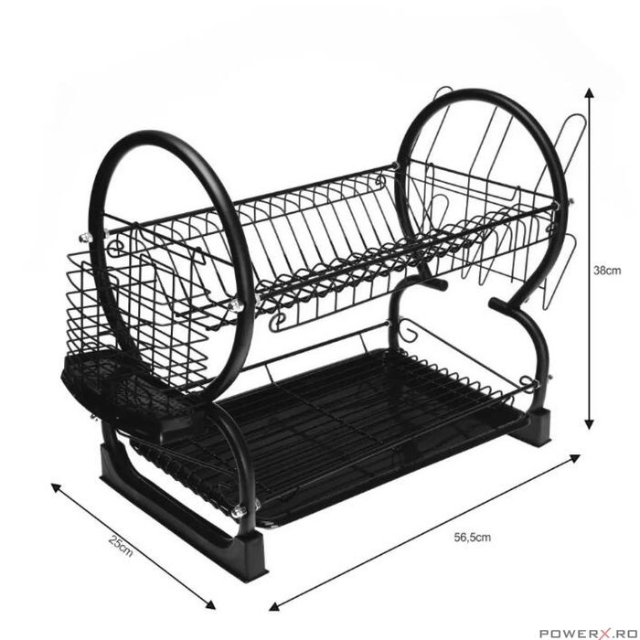 Suport pentru vase, negru, otel-plastic 56,5x25x38 cm Kinghoff