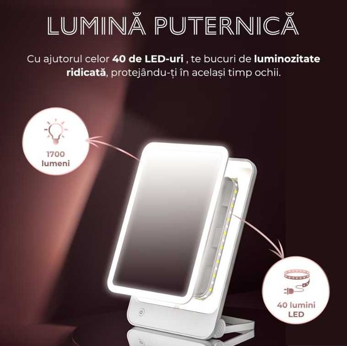 Oglindă machiaj cosmetică cu LED-uri Judios®AURA