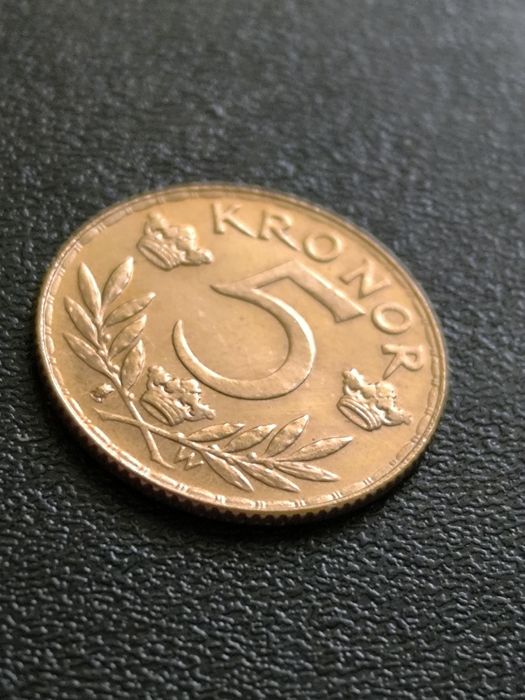5 крони 1920 год, Швеция, крал Густав V, Злато 2.24 гр900/1000