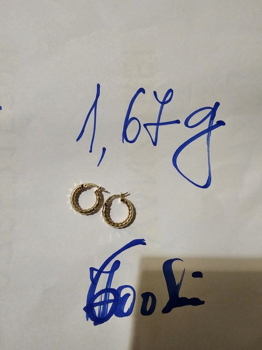 Vând 2 perechi cercei aur  14 k,1,67 g și 3,77 g