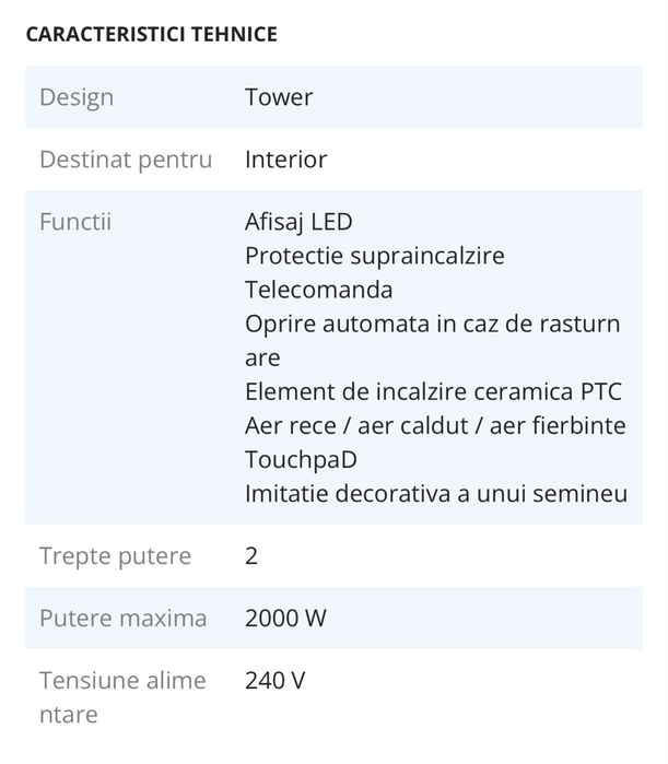Aeroterma/Ventilator turn Teesa cu telecomanda