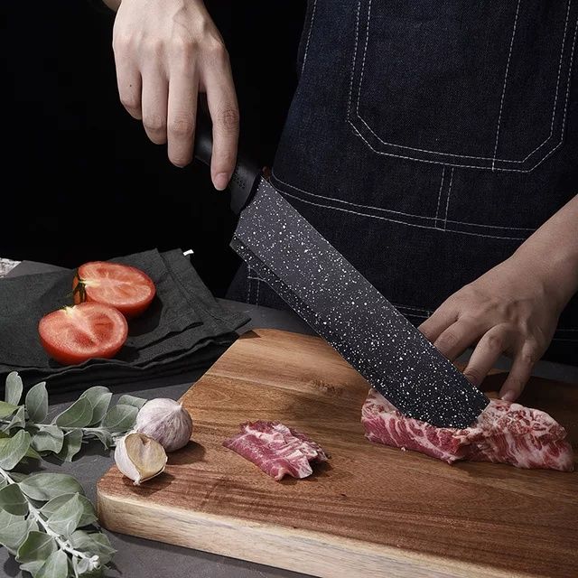 Набор кухонных ножей из нержавеющей стали с чёрным покрытием