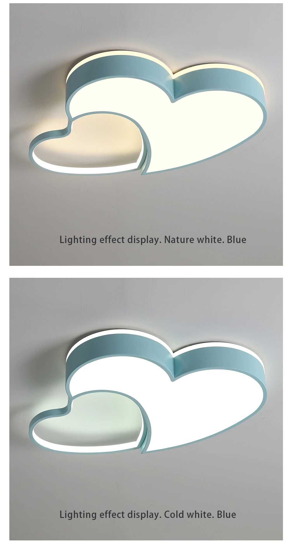 Полилей таванна лед LED лампа с дистанционно управление сърце син цвят