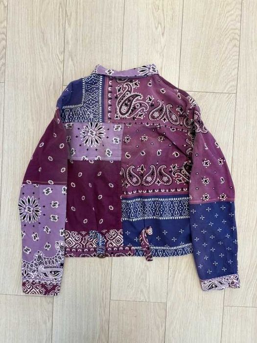 Kapital Reversible Bandana 1st Flannel Button Up Jacket Purple Sax