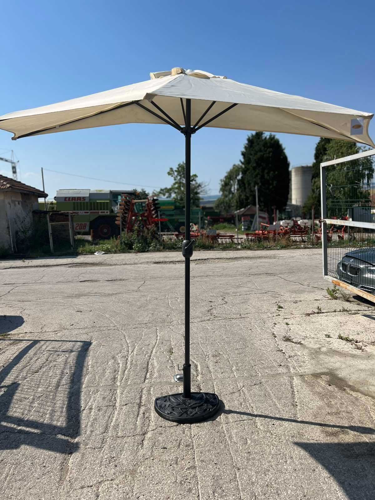 Градински чадър със стойка комплект