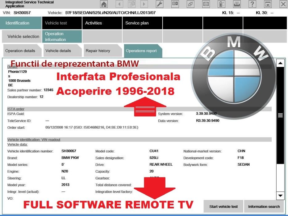 Interfata auto BMW versiune oficial activata cu update 2018