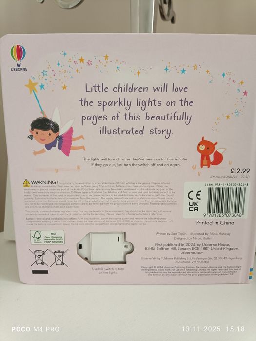 Carte cu luminițe Usborne Twinkly Twinkly Fairies noua