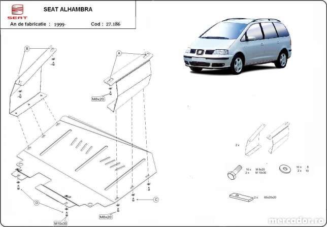 Scut metalic pentru motor Seat Alhambra 1999-2010 - otel 2mm